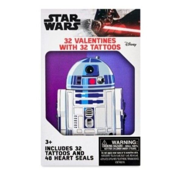 Disney Star Wars 32 Valentines & Tattoos & 48 Heart Seals 3+ PMG 8 Designs Class - Picture 1 of 3